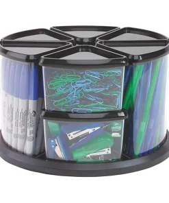 Deflecto Carousel Organizer, 3"/6" Set, Blk Lid, PK4