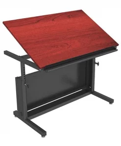Versa Products Art Table, 30" D, 48" W, 26" to 42" H, Cherry, High Density Fiberboard