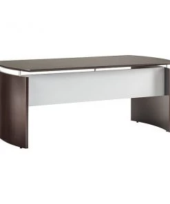 Mayline Curved Desk, 36" D, 72" W, 29-1/2" H, Mocha Laminate, MDF (Medium Density Fiberboard) - Platform