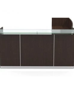 Mayline Reception Desk, 85-1/4" D, 87-1/4" W, 42-3/4" H, Mocha Laminate