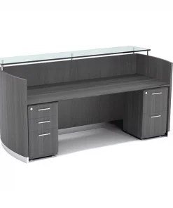 Mayline Reception Desk, 37-1/4" D, 87-1/4" W, 42-3/4" H, Gray Steel Laminate