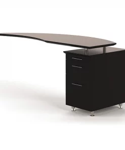 Mayline Right Curved Desk Return, 24" D, 63" W, 29-1/2" H, Mocha Laminate