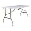 Flash Furniture Rectangle Bi-Fold Table, Plstc, White, Adj., 30" x 60", 27.25" W, 60" L, 34" H, Plastic Top, White