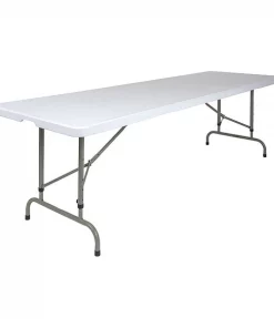 Flash Furniture Rectangle Folding Table, 29" W, 96" L, 34" H, Plastic Top, White