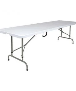 Flash Furniture Rectangle Folding Table, 29" W, 96" L, 34" H, Plastic Top, White