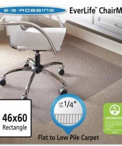Es Robbins Chair Mat 46"x60", Rectangular Shape, Clear, for Carpet