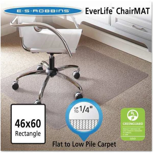 Es Robbins Chair Mat 46"x60", Rectangular Shape, Clear, for Carpet