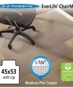 Es Robbins Chair Mat 45"x53", Traditional Lip Shape, Clear, for Carpet, Thickness: 3/4"