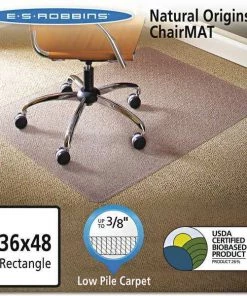 Es Robbins Chair Mat 36"x48", Rectangular Shape, Clear, for Carpet, Material: vinyl