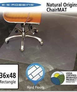 Es Robbins Chair Mat 36"x48", Rectangular Shape, Clear, for Hard Floor