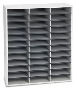 Fellowes Lit Organizer, 36 Sec, 29x11x34-11/16, Gry