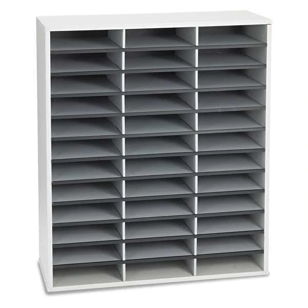 Fellowes Lit Organizer, 36 Sec, 29x11x34-11/16, Gry
