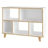 Manhattan Comfort Low Bookcase, 5 Shelf, Mid Century, White