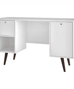 Manhattan Comfort Office Desk, 17.51" D, 53.14" W, 30.9" H, White, MDP