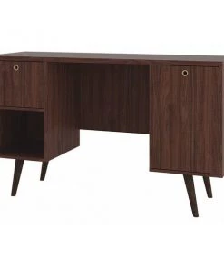 Manhattan Comfort Office Desk, 17.51" D, 53.14" W, 30.9" H, Dark Brown, MDP