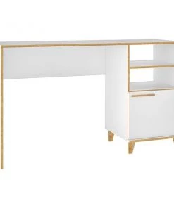 Manhattan Comfort Office Desk, 17.51" D, 53.14" W, 31.1" H, White, MDP