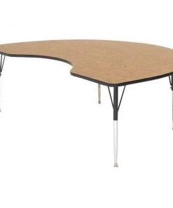 Correll, Inc. Kidney Adjustable Height Activity Kids School Table, 48" X 72" X 19" to 29", Medium Oak