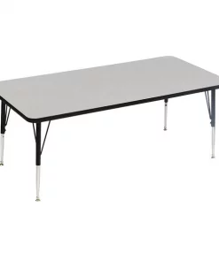 Correll, Inc. Rectangle Adjustable Height Activity Kids School Table, 24" X 48" X 19" to 29", Gray Granite