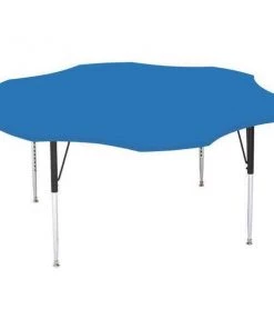 Correll, Inc. Flower Adjustable Height Activity Kids School Table, 60" X 60" X 19" to 29", Blue