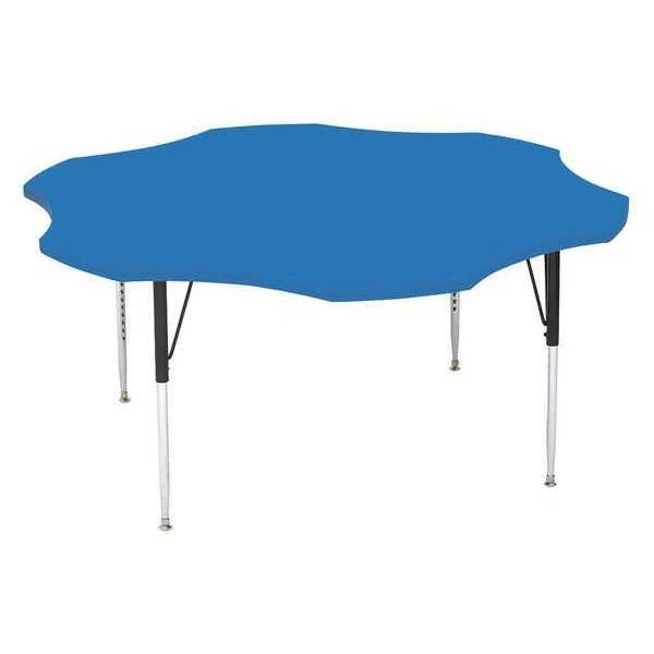 Correll, Inc. Flower Adjustable Height Activity Kids School Table, 60" X 60" X 19" to 29", Blue