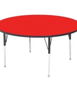 Correll, Inc. Round Adjustable Height Activity Kids School Table, 60" X 60" X 19" to 29", Red