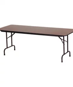 Correll, Inc. Rectangle Commerical Folding Utility Table, 36" W, 96" L, 29" H, Melamine Laminate Top, Walnut