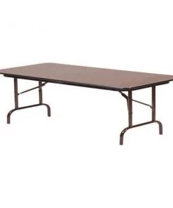Correll, Inc. Rectangle Commerical Folding Utility Table, 24" W, 72" L, 29" H, Melamine Laminate Top, Walnut