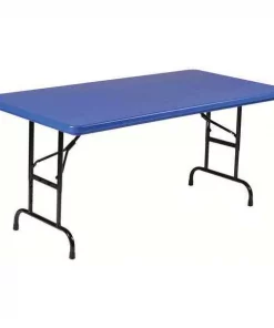Correll, Inc. Rectangle Heavy Duty Commerical Adjustable Height Plastic Folding Table, 30" W, 60" L, 22" to 32" H