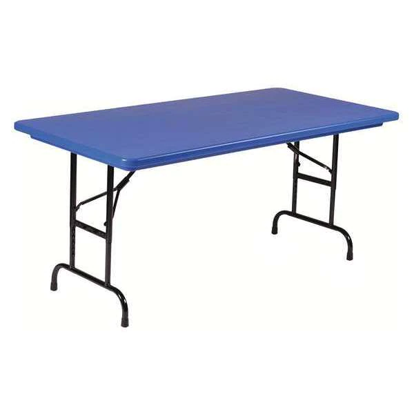 Correll, Inc. Rectangle Heavy Duty Commerical Adjustable Height Plastic Folding Table, 30" W, 60" L, 22" to 32" H