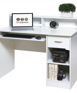 Onespace Computer Desk, 21-3/4" D, 43-1/4" W, 37-1/2" H, White, Melamine