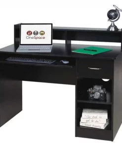Onespace Computer Desk, 21-3/4" D, 43-1/4" W, 37-1/2" H, Black, Melamine