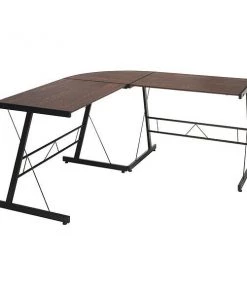 Essentials By Ofm L Shaped Desk, 59.06" D, 59.06" W, 29" H, Black/Wenge, Melamine Laminate