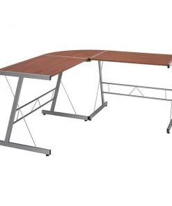 Essentials By Ofm L Shaped Desk, 59.06" D, 59.06" W, 29" H, Silver/Walnut, Melamine Laminate