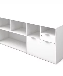 Bestar Credenza, 18.2" D, 71.1" W, 28-1/2" H, White, Melamine