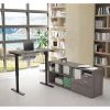 Bestar L Shaped Desk, 65.8" D, 71.1" W, 28" to 45" H, Bark Gray, Melamine