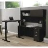 Bestar L Shaped Desk, 71.1" D, 71.1" W, 70.1" H, Deep Gray/Black, Melamine