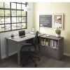 Bestar L Shaped Desk, 59.3" D, 60.2" W, 29.6" H, Bark Gray, Melamine
