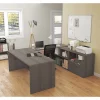 Bestar U Shaped Desk, 88.6" D, 71.1" W, 29.6" H, Bark Gray, Melamine