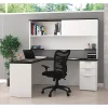 Bestar L Shaped Desk, 62.9" D, 71.1" W, 70.1" H, White/Deep Gray, Melamine