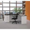 Bestar L Shaped Desk, 62.9" D, 71.1" W, 29.7" H, White/Deep Gray, Melamine