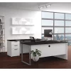 Bestar U Shaped Desk, 92.4" D, 71.1" W, 29.7" H, White/Deep Gray, Melamine