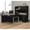 Bestar U Shaped Desk, 92.4" D, 71.1" W, 70.1" H, Deep Gray/Black, Melamine