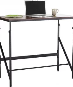 Safco Standing Desk, 24" D, 48" W, 38" to 50" H, Walnut (Top)