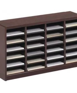 Safco Literature Organizer, Wood, 24 Compartment