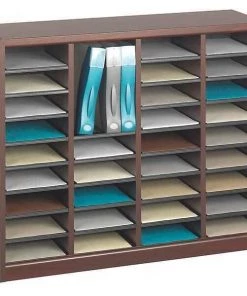Safco Literature Organizer, Wood, 36 Compartment