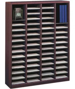 Safco Literature Organizer, Wood, 60 Compartment