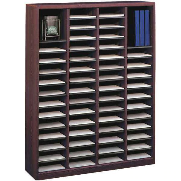 Safco Literature Organizer, Wood, 60 Compartment