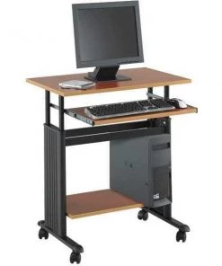 Safco Adjustable Desk, 22" D, 29-1/2" W, 29" to 34" H, Cherry (Top)