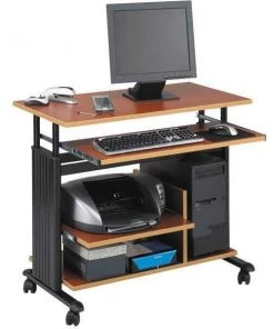 Safco Mini Tower Desk, 22" D, 35-1/2" W, 29" to 34" H, Cherry (Top)