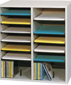 Safco Literature Org, Wood, Adjustable, 16, Grey